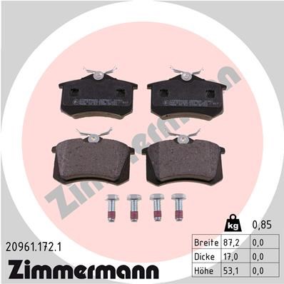Brake Pad Set, disc brake ZIMMERMANN 209611721