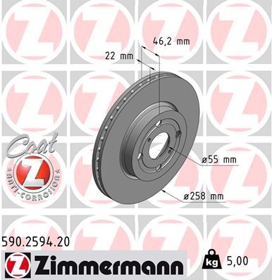Brake Disc ZIMMERMANN 590259420