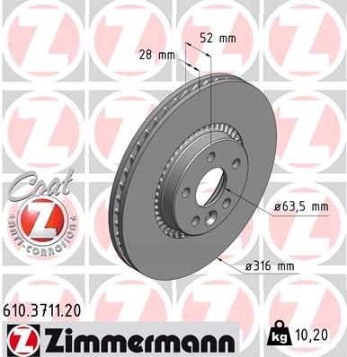 Brake Disc ZIMMERMANN 610371120
