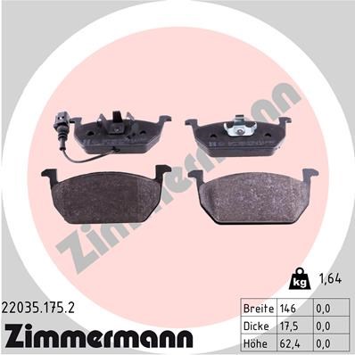 Brake Pad Set, disc brake ZIMMERMANN 220351752