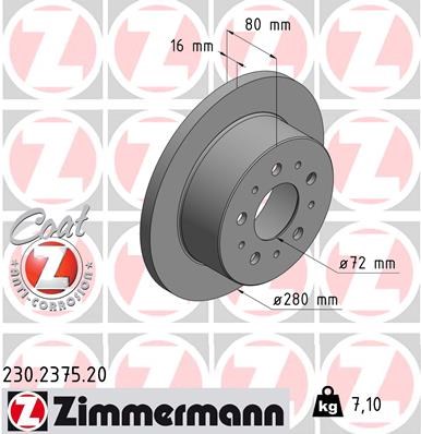 Brake Disc ZIMMERMANN 230237520
