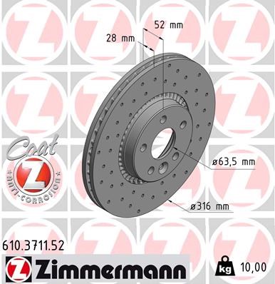 Brake Disc ZIMMERMANN 610371152