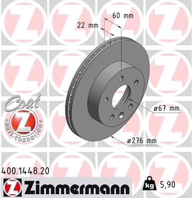 Brake Disc ZIMMERMANN 400144820