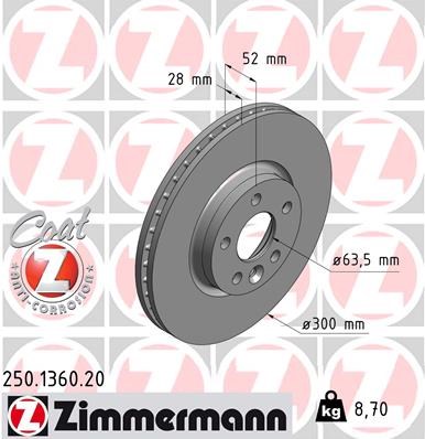Brake Disc ZIMMERMANN 250136020
