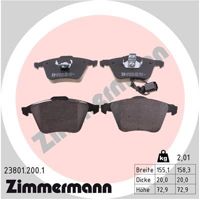 Brake Pad Set, disc brake ZIMMERMANN 238012001