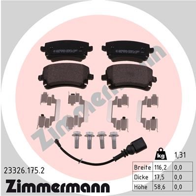 Brake Pad Set, disc brake ZIMMERMANN 233261752