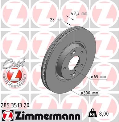 Brake Disc ZIMMERMANN 285351320