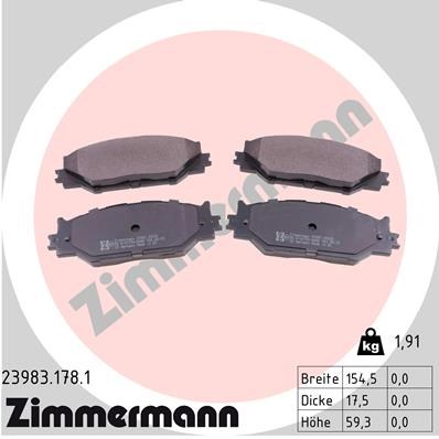 Brake Pad Set, disc brake ZIMMERMANN 239831781