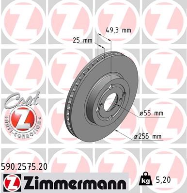 Brake Disc ZIMMERMANN 590257520