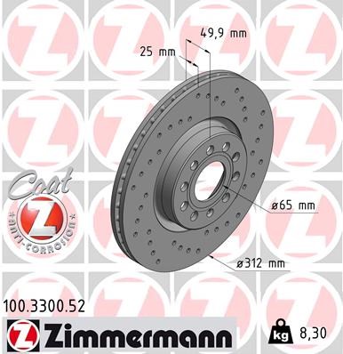 Brake Disc ZIMMERMANN 100330052