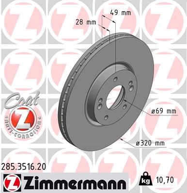 Brake Disc ZIMMERMANN 285351620