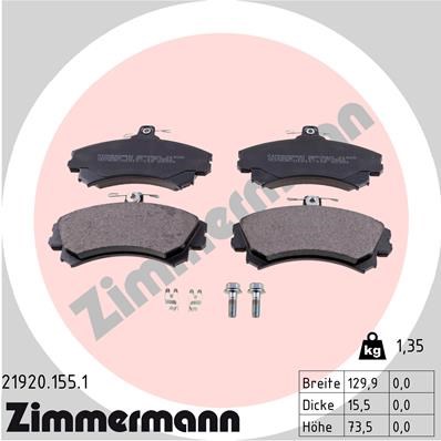 Brake Pad Set, disc brake ZIMMERMANN 219201551