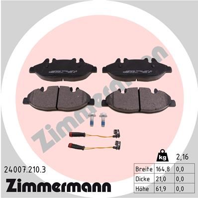 Brake Pad Set, disc brake ZIMMERMANN 240072103