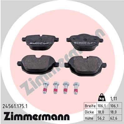 Brake Pad Set, disc brake ZIMMERMANN 245611751