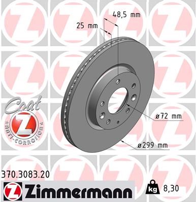 Brake Disc ZIMMERMANN 370308320