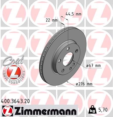 Brake Disc ZIMMERMANN 400364320