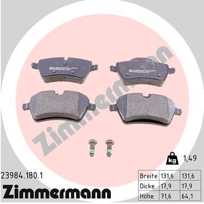 Brake Pad Set, disc brake ZIMMERMANN 239841801