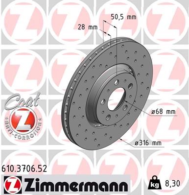 Brake Disc ZIMMERMANN 610370652