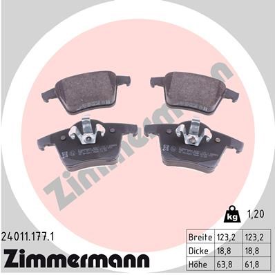 Brake Pad Set, disc brake ZIMMERMANN 240111771