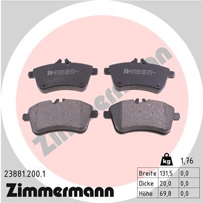 Brake Pad Set, disc brake ZIMMERMANN 238812001