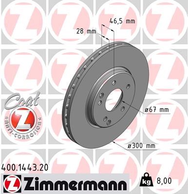 Brake Disc ZIMMERMANN 400144320