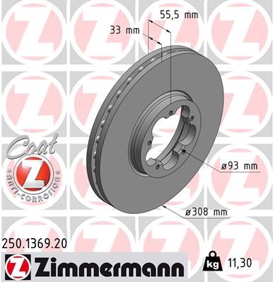 Brake Disc ZIMMERMANN 250136920