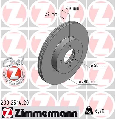 Brake Disc ZIMMERMANN 200251420