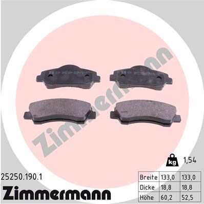 Brake Pad Set, disc brake ZIMMERMANN 252501901