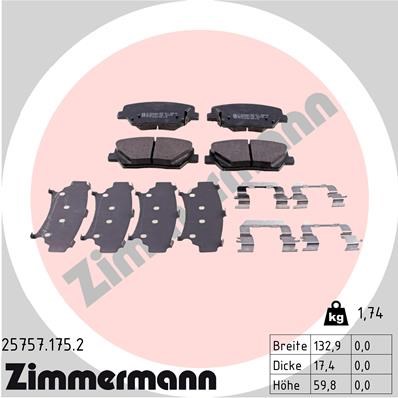 Brake Pad Set, disc brake ZIMMERMANN 257571752