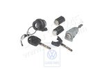 1 set lock cylinders for door handle, rear flap, ignition switch, glove compartment lid for variable code transponder rhd Volkswagen Classic 5Z2800375B